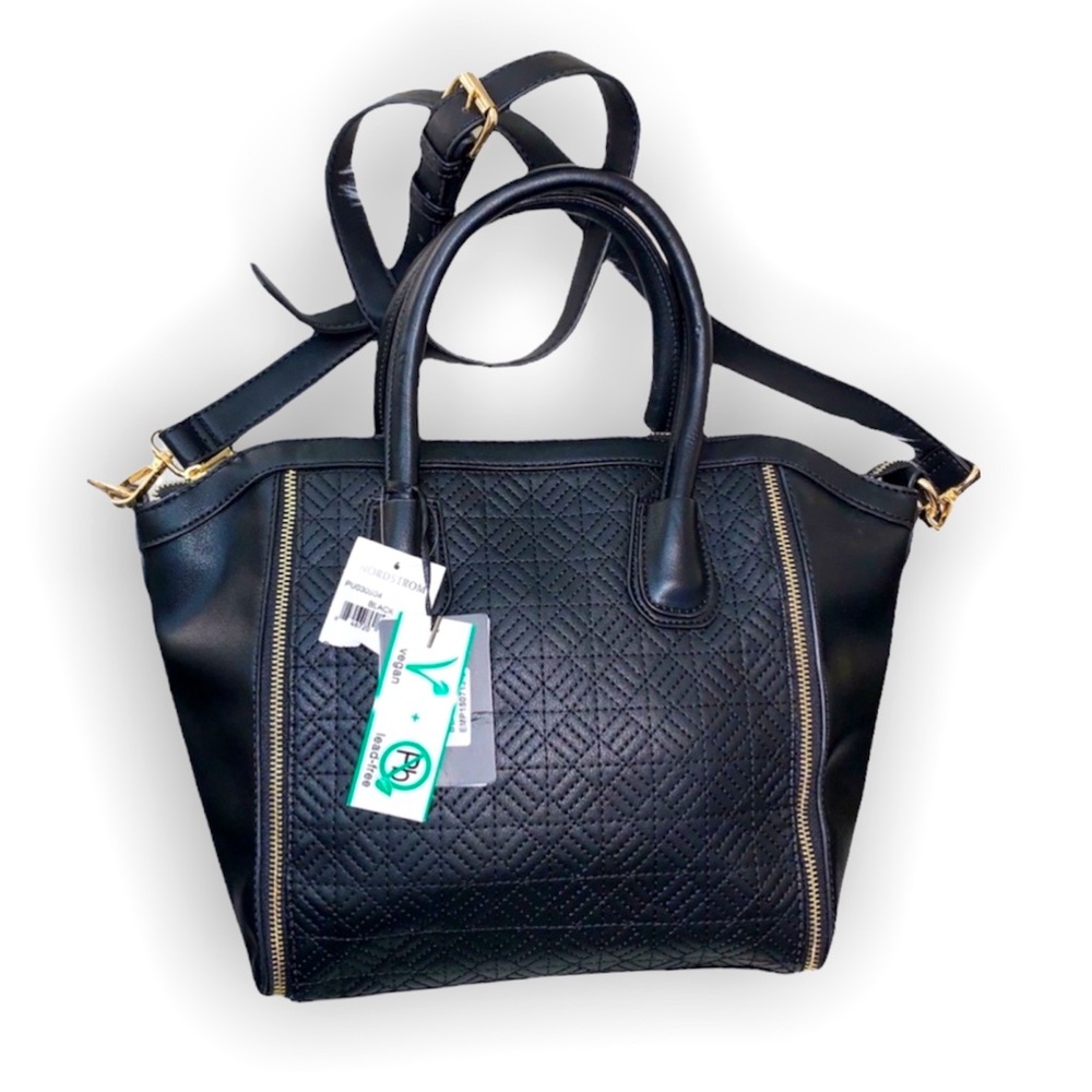 Brand New large black & Gold Vegan Leather Purse